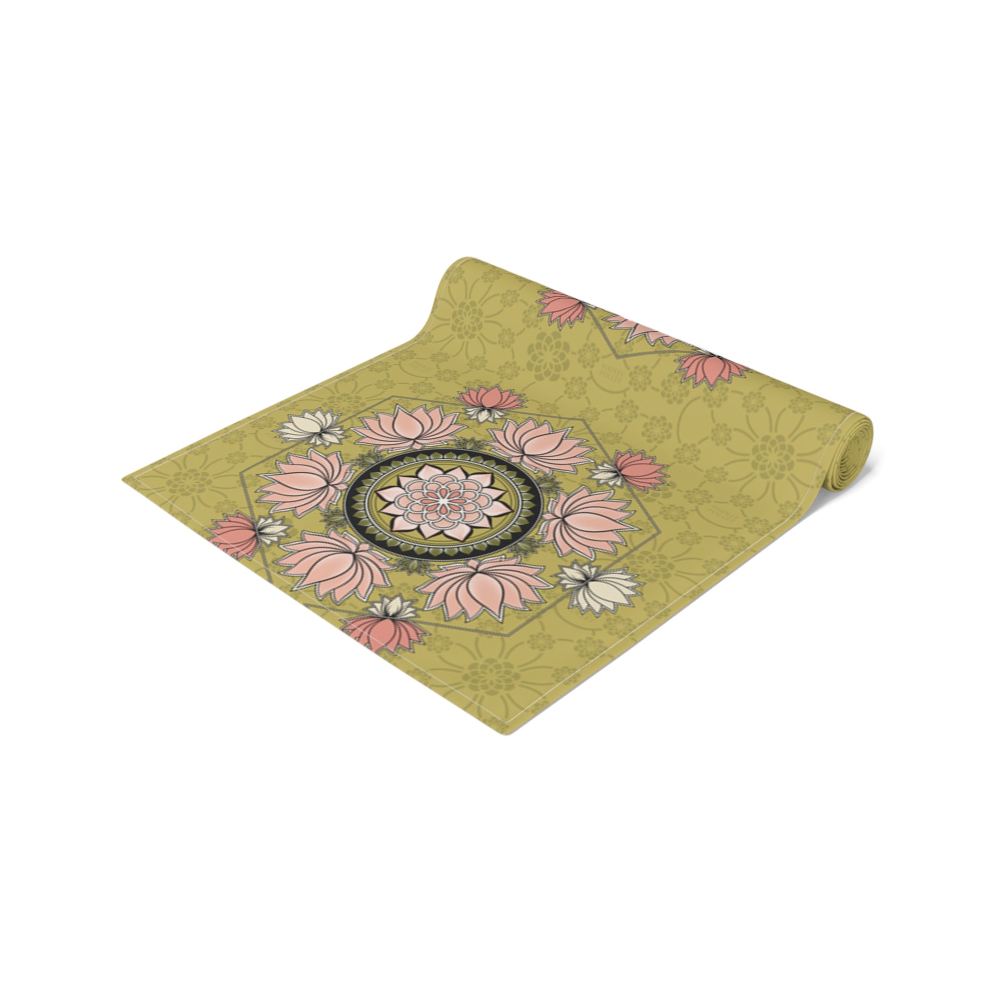 Olive Lotus Table Runner