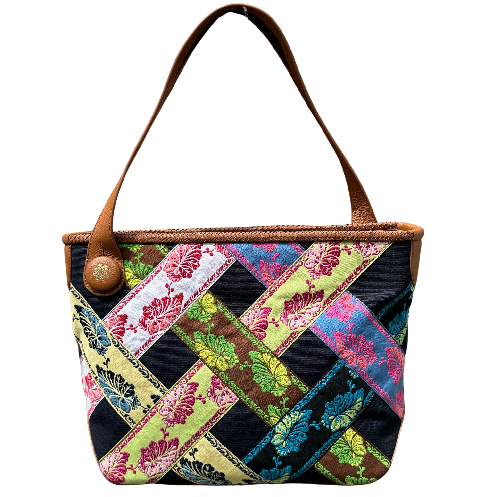 Sac de transport tapis de yoga Hadley Pollet toile brodée sangle bleue Sac de transport tapis de yoga Hadley Pollet toile brodée sangle bleue