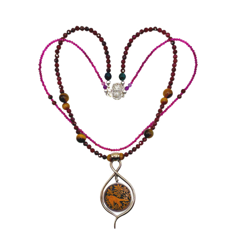 Hadley Pollet Handcrafted Garnet and Silver Alpaca Necklace