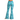 Cyan Wave Zinnia Flare Leggings by Hadley Pollet with teal waves and pink zinnias, worn by a model in a studio, back view