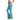 Cyan Wave Zinnia Flare Leggings by Hadley Pollet with teal waves and pink zinnias, worn by a model in a studio, side view