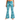 Cyan Wave Zinnia Flare Leggings by Hadley Pollet with teal waves and pink zinnias, worn by a model in a studio, front view