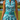 Close-up of the Cyan Wave Zinnia Golf Sleeveless Top by Hadley Pollet, zip neck, teal waves, pink zinnias, on a golf course