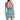 Cyan Waves Zinnia Halter Tennis Dress by Hadley Pollet, open back with pink straps, worn by a model in a studio, back view