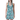 Cyan Waves Zinnia Halter Tennis Dress by Hadley Pollet with teal waves and pink zinnias, worn by a model in a studio