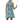 Cyan Waves Zinnia Sleeveless Tennis Dress by Hadley Pollet with teal waves and pink zinnias, worn by a model, back view