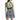Green Navy Waves Zinnia Halter Tennis Dress by Hadley Pollet, green straps and twist open back, model in studio, back view