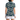 Green Wave Zinnia Tennis Polo by Hadley Pollet in navy and cream wave print with striped collar, model in a studio, back view