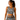 Juniper Oasis Athletic Crop Top by Hadley Pollet in slate, light blue and orange floral print, worn by a model in a studio