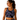Smiling woman with a ponytail in the Lilac Bubbles Athletic Crop Top by Hadley Pollet, lilac and mint zinnias on black