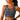 Navy Oasis Athletic Crop Top by Hadley Pollet with lilac, green and orange florals, worn by a smiling model in a studio