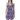 Navy Purple Waves Zinnia Halter Dress by Hadley Pollet with lilac waves and green zinnias, worn by a model in a studio