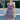 Woman on a tennis court in the Navy Purple Waves Zinnia Halter Dress by Hadley Pollet with lilac waves and green zinnias