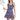 Model with a tennis racket in the Navy Purple Waves Zinnia Halter Dress by Hadley Pollet, lilac waves and green zinnias