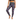 Navy Zinnia Oasis Leggings by Hadley Pollet with purple, green and orange florals and a scalloped waistband, studio view