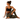 Seated model in a black sports bra and the Olive Heavenly Leggings by Hadley Pollet with an orange scalloped waistband