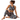 Seated model in the Peach Zinnia Oasis Athletic Crop Top and Leggings by Hadley Pollet with peach and teal florals