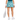 Back view of the Teal Wave Zinnia Tennis Skirt by Hadley Pollet with striped waistband, worn by a model in a studio